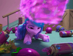 Size: 430x329 | Tagged: safe, imported from derpibooru, screencap, izzy moonbow, pony, unicorn, spoiler:g5, spoiler:winter wishday, animated, box, cropped, female, g5, gif, glowing, glowing horn, horn, levitation, magic, my little pony: make your mark, my little pony: make your mark chapter 3, ornaments, telekinesis, winter wishday