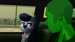 Size: 2560x1442 | Tagged: safe, artist:applephil, imported from derpibooru, octavia melody, oc, oc:anon, earth pony, human, pony, call of duty, call of duty: modern warfare 2, car, duo, female, human and pony, looking at each other, looking at someone, male, mare, mask, ponified, ponified scene, simon "ghost" riley, skull mask