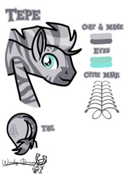 Size: 768x1024 | Tagged: safe, artist:windy breeze, imported from derpibooru, oc, oc only, oc:tepe, zebra, butt, green eyes, grimdark in the description, leonine tail, male, plot, reference sheet, simple background, stallion, stripes, tail, white background, zebra oc