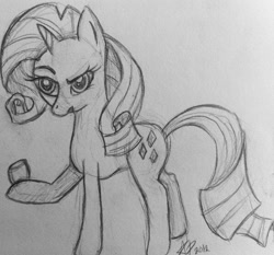 Size: 584x544 | Tagged: safe, artist:jejejoja, imported from derpibooru, rarity, pony, unicorn, 2012, food, marshmallow, monochrome, old art, raised eyebrow, rarity is a marshmallow, sketch, slim, solo, traditional art