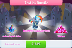 Size: 1264x856 | Tagged: safe, imported from derpibooru, rainbow dash, pegasus, pony, alternate hairstyle, alternate timeline, amputee, apocalypse dash, armor, artificial wings, augmented, bundle, clothes, cork, costs real money, crystal, crystal empire, crystal war timeline, element of generosity, element of honesty, element of kindness, element of laughter, element of loyalty, element of magic, english, eye scar, facial scar, female, gameloft, gem, mare, mechanical wing, my little pony: magic princess, numbers, official, potion, prosthetic limb, prosthetic wing, prosthetics, sale, scar, solo, solo focus, sombraverse, spread wings, test tube, text, torn ear, uniform, wings