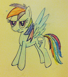 Size: 912x1024 | Tagged: safe, artist:jejejoja, imported from derpibooru, rainbow dash, pegasus, pony, 2012, old art, solo, traditional art