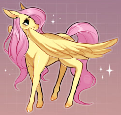 Size: 1409x1343 | Tagged: safe, artist:cozygh0st, imported from derpibooru, fluttershy, pegasus, pony, large wings, solo, thin legs, wings
