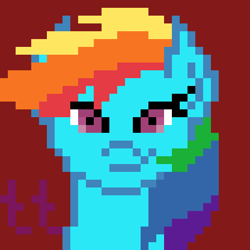 Size: 512x512 | Tagged: safe, artist:lukasz, imported from derpibooru, rainbow dash, pixel art, red background, simple background, solo