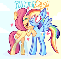 Size: 804x779 | Tagged: safe, artist:keymilanimations, imported from derpibooru, fluttershy, rainbow dash, pegasus, pony, duo, female, flutterdash, heart, lesbian, shipping