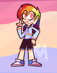 Size: 741x940 | Tagged: safe, artist:keymilanimations, imported from derpibooru, rainbow dash, human, converse, female, humanized, shoes, sneakers, solo