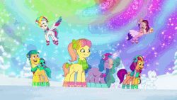 Size: 1280x720 | Tagged: safe, imported from derpibooru, screencap, hitch trailblazer, izzy moonbow, pipp petals, sunny starscout, zipp storm, dragon, earth pony, pegasus, pony, unicorn, spoiler:g5, spoiler:my little pony: tell your tale, spoiler:tyts01e37, animated, baby, baby dragon, clothes, earmuffs, excited, eyes closed, female, g5, happy, magic, magic glow, male, mare, my little pony: tell your tale, posey bloom, posey can't catch a break, scared, scarf, smiling, snow, snow pun intended, snowpony, sound, sparkles, sparkly eyes, sparky sparkeroni, stallion, sweat, sweatdrop, webm, wingding eyes, winter outfit, worried, youtube link