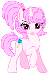 Size: 607x902 | Tagged: safe, artist:appledashian, artist:faithydash, imported from derpibooru, oc, oc only, oc:lollipop swirl, pony, unicorn, derpibooru community collaboration, 2023 community collab, base used, female, full body, horn, mare, show accurate, simple background, solo, transparent background, unicorn oc