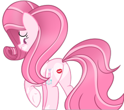 Size: 1906x1690 | Tagged: safe, edit, imported from ponybooru, oc, oc:annisa trihapsari, earth pony, pony, annibutt, butt, cute, daaaaaaaaaaaw, heart, heart butt, heart eyes, kiss mark, kiss my ass, lipstick, rear view, simple background, transparent background, wingding eyes