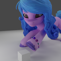 Size: 1920x1920 | Tagged: safe, artist:anthonystt, imported from derpibooru, izzy moonbow, pony, unicorn, 3d, cube, g5, my little pony: a new generation, solo