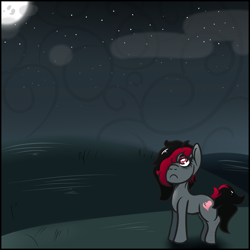 Size: 1820x1820 | Tagged: safe, artist:lazerblues, imported from derpibooru, oc, oc only, oc:miss eri, earth pony, pony, moon, night, solo