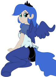 Size: 1826x2490 | Tagged: safe, artist:evilfrenzy, edit, imported from derpibooru, oc, oc only, oc:selene, satyr, ass, butt, clothes, offspring, panties, parent:princess luna, simple background, solo, underwear, white background