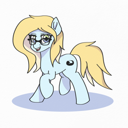 Size: 2000x2000 | Tagged: safe, artist:artevi, imported from derpibooru, oc, oc:dylexic, earth pony, pony, glasses, open mouth, simple background, smiling, solo, white background