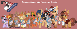 Size: 2672x1027 | Tagged: safe, artist:nootaz, imported from derpibooru, oc, oc:cracker jack, oc:flitter pop, oc:gold nettle, oc:lilly hop, oc:ms.berry bubble, oc:pebble basalt, oc:penny trotter, oc:river slip, oc:sugar biscuit, oc:sun flour, baseball, sports