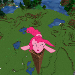 Size: 1080x1080 | Tagged: safe, imported from derpibooru, pinkie pie, earth pony, pony, ^^, eyes closed, female, g4, mare, minecraft, open mouth, solo