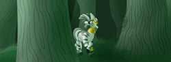 Size: 3300x1200 | Tagged: safe, artist:sixes&sevens, imported from derpibooru, zecora, zebra, female, forest, huevember, solo, tree, walking