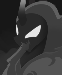 Size: 2094x2532 | Tagged: safe, artist:dusthiel, imported from derpibooru, pony of shadows, monochrome, solo