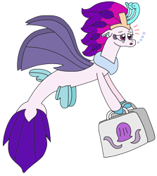 Size: 2073x2328 | Tagged: safe, artist:supahdonarudo, imported from derpibooru, queen novo, seapony (g4), series:novoember, my little pony: the movie, bag, bubble, holding, shopping, simple background, tired, transparent background