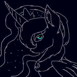 Size: 1000x1000 | Tagged: safe, artist:kathepart, imported from derpibooru, princess luna, alicorn, pony, collar, simple background, sketch, solo