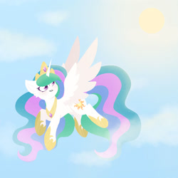 Size: 1280x1280 | Tagged: safe, artist:fluffytrashbin, imported from derpibooru, princess celestia, alicorn, pony, female, solo