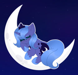 Size: 1280x1236 | Tagged: safe, artist:fluffytrashbin, imported from derpibooru, princess luna, alicorn, pony, eyes closed, female, filly, sleeping, solo, tangible heavenly object, woona, younger