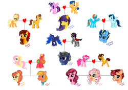 Size: 1800x1264 | Tagged: safe, artist:starfirerencarnacion, imported from derpibooru, applejack, big macintosh, caramel, cheese sandwich, flash sentry, fluttershy, king sombra, pinkie pie, princess luna, rainbow dash, soarin', twilight sparkle, oc, oc:cheese cake, oc:cider barrel, oc:clear night, oc:farming seed, oc:glimmer dream, oc:honey bunny, oc:ice cream, oc:jelly grape, oc:lightning storm, alicorn, earth pony, pegasus, pony, unicorn, carajack, cheesepie, family tree, female, flashlight, fluttermac, heart, lumbra, male, mare, offspring, parent:applejack, parent:big macintosh, parent:caramel, parent:cheese sandwich, parent:flash sentry, parent:fluttershy, parent:king sombra, parent:pinkie pie, parent:princess luna, parent:rainbow dash, parent:soarin', parent:twilight sparkle, parents:carajack, parents:cheesepie, parents:flashlight, parents:fluttermac, parents:lumbra, parents:soarindash, shipping, simple background, soarindash, stallion, straight, twilight sparkle (alicorn), white background