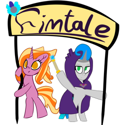 Size: 2048x2048 | Tagged: safe, artist:knife smile, imported from derpibooru, oc, oc only, oc:knife smile, oc:sunny cove ice lake, unicorn, cloak, clothes, crystal, duo, earth pony crystal, fimtale, g5, pegasus crystal, simple background, transparent background, unicorn crystal, unity crystals