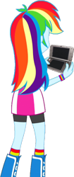 Size: 340x813 | Tagged: safe, artist:dustinwatsongkx, imported from derpibooru, rainbow dash, human, equestria girls, 3ds, facing away, simple background, solo, transparent background