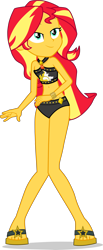 Size: 1882x4573 | Tagged: safe, artist:dustinwatsongkx, imported from derpibooru, sunset shimmer, human, equestria girls, equestria girls series, bare shoulders, bikini, bikini bottom, clothes, feet, female, geode of empathy, magical geodes, sandals, simple background, sleeveless, solo, sunset shimmer swimsuit, sunset shimmer's beach shorts swimsuit, swimsuit, transparent background, vector