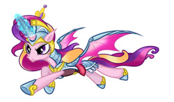 Size: 869x509 | Tagged: safe, artist:thurder2020, imported from derpibooru, princess cadance, alicorn, pony, armor, gameloft, glowing, glowing horn, horn, my little pony: magic princess, simple background, solo, white background