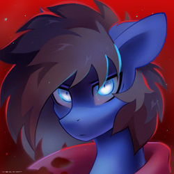 Size: 1500x1500 | Tagged: safe, alternate version, artist:zlatavector, imported from derpibooru, oc, oc only, oc:bizarre song, pegasus, pony, cloak, clothes, commission, glowing, glowing eyes, looking at you, male, solo, stallion