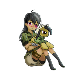 Size: 1600x1600 | Tagged: safe, artist:purplekatsnek, imported from derpibooru, daring do, human, pony, clothes, cute, glasses, humanized, plushie, pony plushie, self plushidox, simple background, solo, transparent background