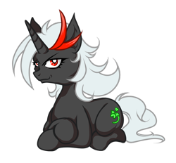 Size: 1294x1200 | Tagged: safe, artist:thurder2020, imported from derpibooru, oc, oc only, oc:deadleaf, pony, unicorn, derpibooru community collaboration, 2023 community collab, crossed hooves, looking at you, lying down, prone, simple background, solo, transparent background
