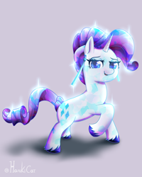 Size: 2392x2992 | Tagged: safe, artist:harukiicat, imported from derpibooru, rarity, crystal pony, pony, unicorn, crystallized, female, looking at you, mare, open mouth, signature, simple background, solo, the crystal empire 10th anniversary