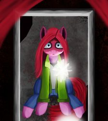 Size: 1700x1900 | Tagged: safe, artist:tazool, imported from derpibooru, pinkie pie, earth pony, pony, female, james sunderland, mare, mirror, pinkamena diane pie, silent hill, silent hill 2, sitting, solo