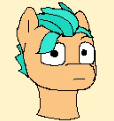 Size: 770x819 | Tagged: safe, artist:m37, imported from derpibooru, hitch trailblazer, earth pony, pony, bust, g5, male, pixel art, portrait, simple background, solo, stallion, yellow background