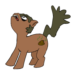 Size: 800x800 | Tagged: safe, artist:potatoconnoisseur, derpibooru exclusive, imported from derpibooru, oc, oc only, oc:smelly bigshit, earth pony, pony, looking up, male, scared, simple background, solo, stallion, white background