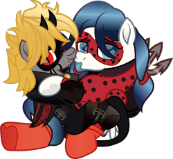 Size: 2227x2044 | Tagged: safe, artist:lincolnbrewsterfan, derpibooru exclusive, imported from derpibooru, oc, oc only, oc:lucy fair, oc:sunny harmony, bat pony, demon, demon pony, hybrid, original species, pegasus, derpibooru community collaboration, .svg available, 2023 community collab, bat pony oc, bat wings, behaving like a cat, belt, belt buckle, best friends, blood, blue eyes, blue mane, blue tail, cat noir, cat tail, closed mouth, clothes, cosplay, costume, crying, cuddle puddle, cuddling, curled up, devil, devil horns, duo, gradient mane, gradient tail, hoof heart, horn, horns, hybrid oc, inkscape, ladybug (miraculous ladybug), lip piercing, looking at you, mask, miraculous ladybug, movie accurate, no base, nose piercing, nose ring, open mouth, pair, pegasus oc, piercing, pitchfork, pony pile, red eyes, simple background, slit pupils, smiling, smiling at you, svg, tail, tears of blood, transparent background, transparent wings, underhoof, vector, wings