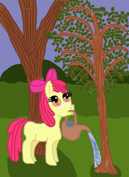 Size: 2547x3507 | Tagged: safe, imported from twibooru, apple bloom, pony, female, filly, image, png, quality, solo, water, watering