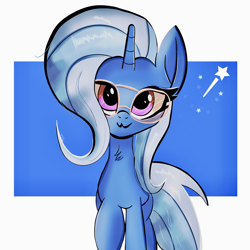 Size: 2048x2048 | Tagged: safe, artist:thebigstuff89, imported from derpibooru, trixie, pony, unicorn, :3, cute, diatrixes, female, glasses, looking at you, mare, neck fluff, smiling, solo