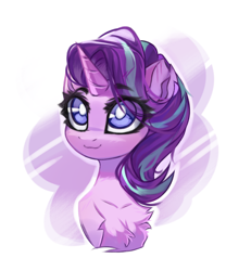 Size: 2884x3460 | Tagged: safe, artist:jfrxd, imported from derpibooru, starlight glimmer, pony, unicorn, bust, chest fluff, simple background, solo, white background, white pupils