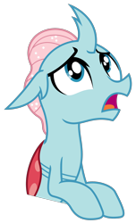 Size: 1500x2466 | Tagged: safe, alternate version, artist:sketchmcreations, edit, imported from derpibooru, ocellus, changedling, changeling, uprooted, concerned, female, frown, looking up, open mouth, pony eyes, pony eyes edit, simple background, solo, transparent background, vector, worried