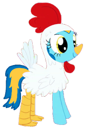 Size: 243x366 | Tagged: safe, artist:heil ric, imported from derpibooru, oc, oc only, oc:general mumble, earth pony, pony, animal costume, chicken suit, clothes, costume, female, mare, nightmare night costume, simple background, smiling, solo, transparent background