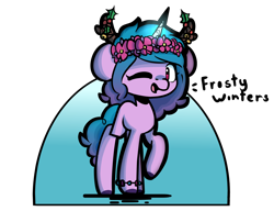 Size: 2600x2000 | Tagged: safe, artist:ronin20181, imported from derpibooru, izzy moonbow, pony, unicorn, spoiler:g5, spoiler:winter wishday, floral head wreath, flower, g5, looking at you, my little pony: make your mark, my little pony: make your mark chapter 3, one eye closed, simple background, solo, transparent background, wink, winter wishday