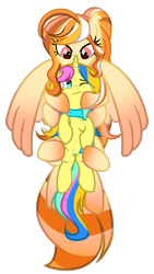 Size: 1242x2208 | Tagged: safe, artist:pinkiemina_憑酱, imported from derpibooru, oc, oc only, oc:lemon, oc:sunset, monster pony, original species, pony, spiderpony, unicorn, chinese, hug, show accurate, simple background, transparent background