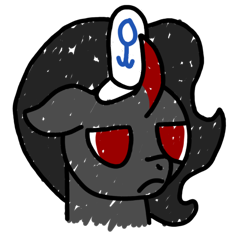 Size: 1000x1000 | Tagged: safe, artist:theunidentifiedchangeling, imported from derpibooru, king sombra, bust, digital art, ears back, horn, male, portrait, simple background, solo, spongebob squarepants, the crystal empire 10th anniversary, transparent background, unamused