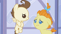 Size: 3072x1727 | Tagged: safe, imported from derpibooru, screencap, pound cake, pumpkin cake, pegasus, pony, unicorn, baby cakes, season 2, baby, baby pony, cake twins, colt, duo, duo male and female, female, filly, floppy ears, flying, foal, frown, high res, male, siblings, spread wings, twins, wings