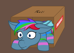 Size: 1481x1052 | Tagged: safe, artist:maître cervidé, imported from derpibooru, oc, oc:azure star (fauli1221), bat pony, pony, box, commission, pony in a box, simple background, solo, ych result, your character here