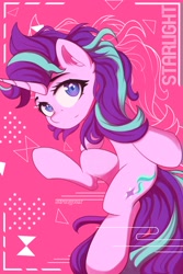Size: 2000x3000 | Tagged: safe, artist:stravy_vox, imported from derpibooru, starlight glimmer, pony, unicorn, abstract background, female, looking at you, mare, messy mane, smiling, solo
