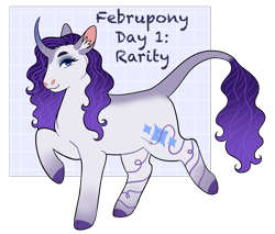 Size: 1995x1698 | Tagged: safe, artist:s0ftserve, imported from derpibooru, rarity, classical unicorn, pony, unicorn, cloven hooves, colored hooves, curved horn, ear fluff, februpony, horn, leonine tail, looking at you, solo, unshorn fetlocks